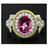 Oval 2.20 ct Genuine Pink Topaz Designer Ring