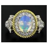 Natural Cabochon Ethiopian Opal Designer Ring