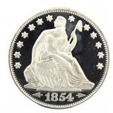 .999 Pure Silver 1854 Seated Liberty Restrike