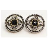 Yurman Style Onyx Designer Earrings