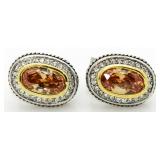 Oval Genuine Citrine Fashion Earrings