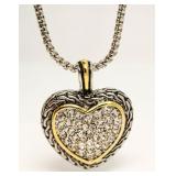 XL Yurman Style White Topaz Heart Necklace