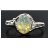 Natural Oval 1.31 ct Fire Opal & Diamond Ring