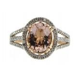 14kt Gold Oval 2.25 ct Morganite & Diamond Ring