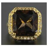 Cushion Cut 7.50 ct Smoky Topaz Designer Ring