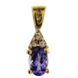 10kt Gold Natural Tanzanite & Diamond Pendant