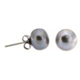 Genuine 8 mm Gray Freshwater Pearl Earrings