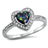 Beautiful Mystic Topaz Heart Solitaire Ring