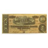 1863 Confederate $10 Large Bank Note