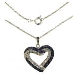 Genuine Blue & White Diamond Heart Necklace