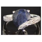 Natural 3.11 ct Pear Sapphire & Diamond Ring