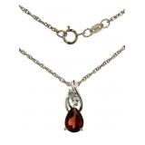 Genuine Pear Cut Garnet & Diamond Necklace