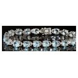 Brilliant 16.00 ct Aquamarine Tennis Bracelet