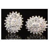 Oval 1/2 ct Diamond Cluster Earrings