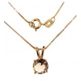 Round 2.00 ct Morganite Solitaire Necklace