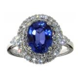 14kt Gold 3.98 ct Oval Sapphire & Diamond Ring