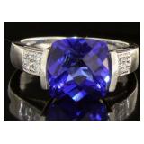 Cushion Cut 3.10 ct Sapphire Designer Ring