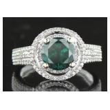 14kt Gold 2.02 ct Green Round Diamond Ring