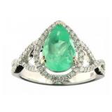 14kt Gold Natural 2.40 ct Emerald & Diamond Ring