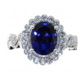 14K White Gold 3.11 ct Sapphire and Diamond Ring