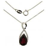 Pear Cut Genuine Garnet Necklace