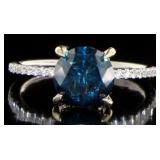 14kt Gold Round 2.40 ct Blue Diamond Ring