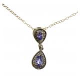 Genuine Tanzanite Pear Cut Necklace