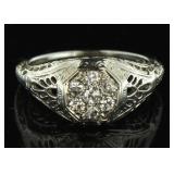 10kt Gold Antique Diamond Filligree Ring