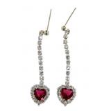 Ruby & White Topaz Dangle Earrings