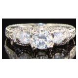 Brilliant White Topaz Past Present Future Ring