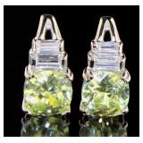 Cushion Cut 4.00 ct Green Sapphire Earrings