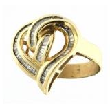 10kt Gold Baguette Diamond Heart Ring