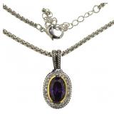 Yurman Style Oval Amethyst Fashion Necklace