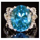 Oval 8.50 ct Blue Topaz Designer Ring