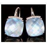 Cushion Cut 7.50 ct Checkerboard Cut Gem Earrings