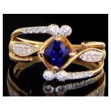 10kt Gold Antique Style Sapphire Dinner Ring