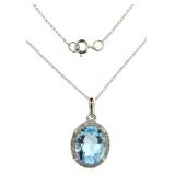 10kt Gold 3.30 ct Blue Topaz & Diamond Necklace