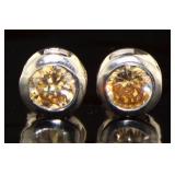 Bezel Set 2.00 ct Champagne Stud Earrings