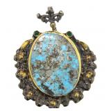 Huge Turquoise Estate Pendant