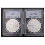 2011 & 2012 MS69 American Eagle Silver Dollar