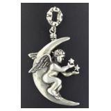 Vintage Sterling Silver Cherub Brooch