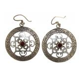 Large Sterling Silver Garnet Earrings