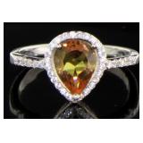 Pear Cut 1.60 ct Peridot Solitaire Ring