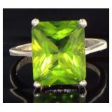 Radiant Cut 4.00 ct Green Topaz Ring