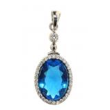 Oval 8.10 ct Blue Topaz Designer Pendant