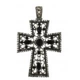 Extra Large Black Gemstone Cross Pendant