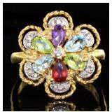 Genuine Gemstone & Diamond Accent Ring