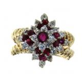 14kt Gold Antique 1.90 ct Ruby & Diamond Ring