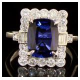 14K White Gold 4.60 ct Sapphire and Diamond Ring