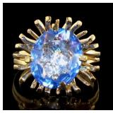 14kt Gold Oval 5.40 ct Blue Spinel Cocktail Ring